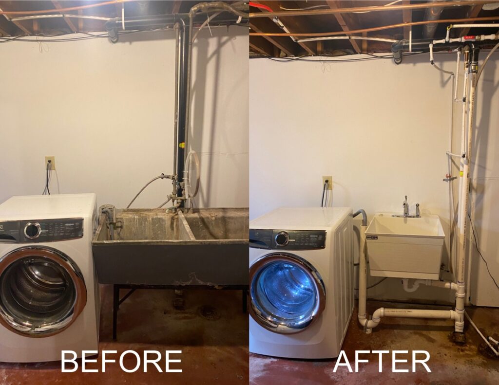 Installation new single laundry tubs 